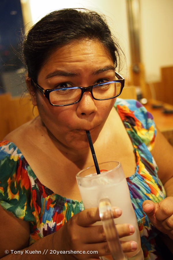 That's not a straw. Also, this was her first drink of the night. Draw your own conclusions...