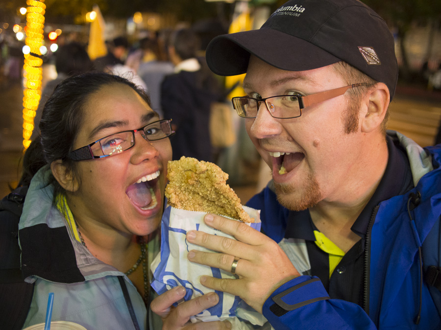 Chowing down at one of Taiwan's famous night markets