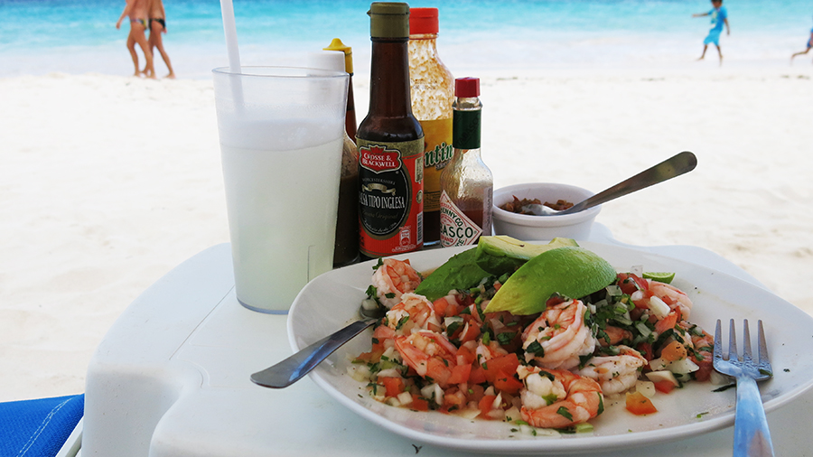 Fresh Mexican ceviche, served beachfront