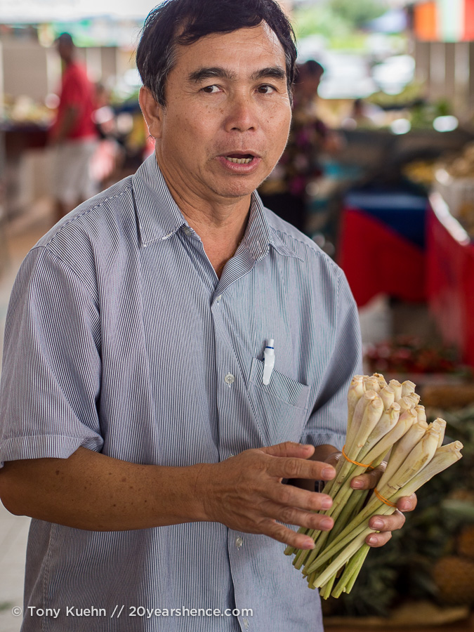 Man holding lemongrass in Kuching, Borneo