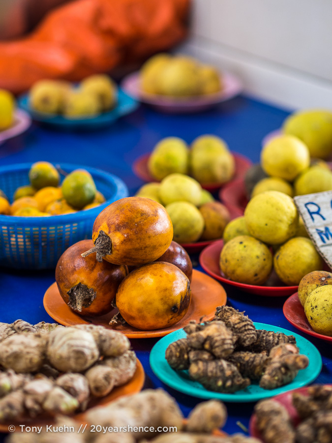 Various fruits and vegetables in a market in Kuching, Borneo