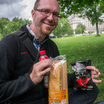 Tony with one of our many sandwiches in London