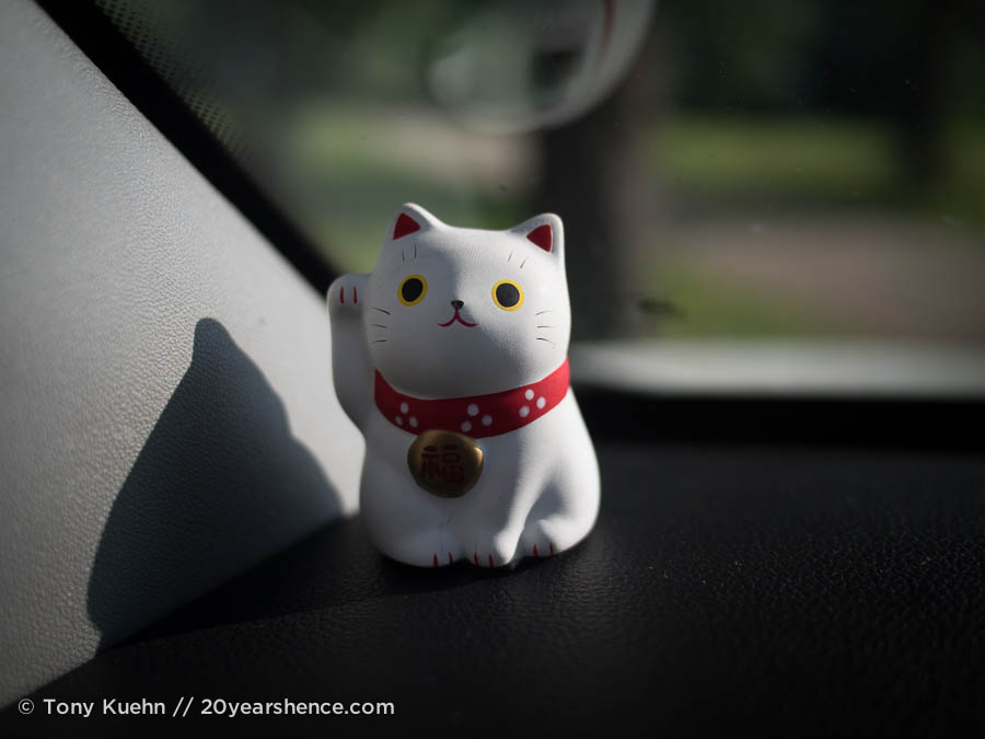 Our constant companion and driving totem: Lucky Cat