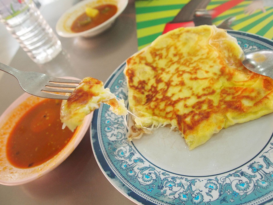 Delicious, cheesy roti canai in Kuala Lumpur.