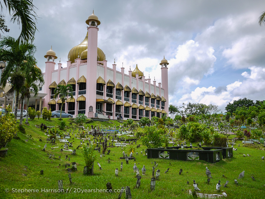 The pink mosque in Kuching, Malaysia