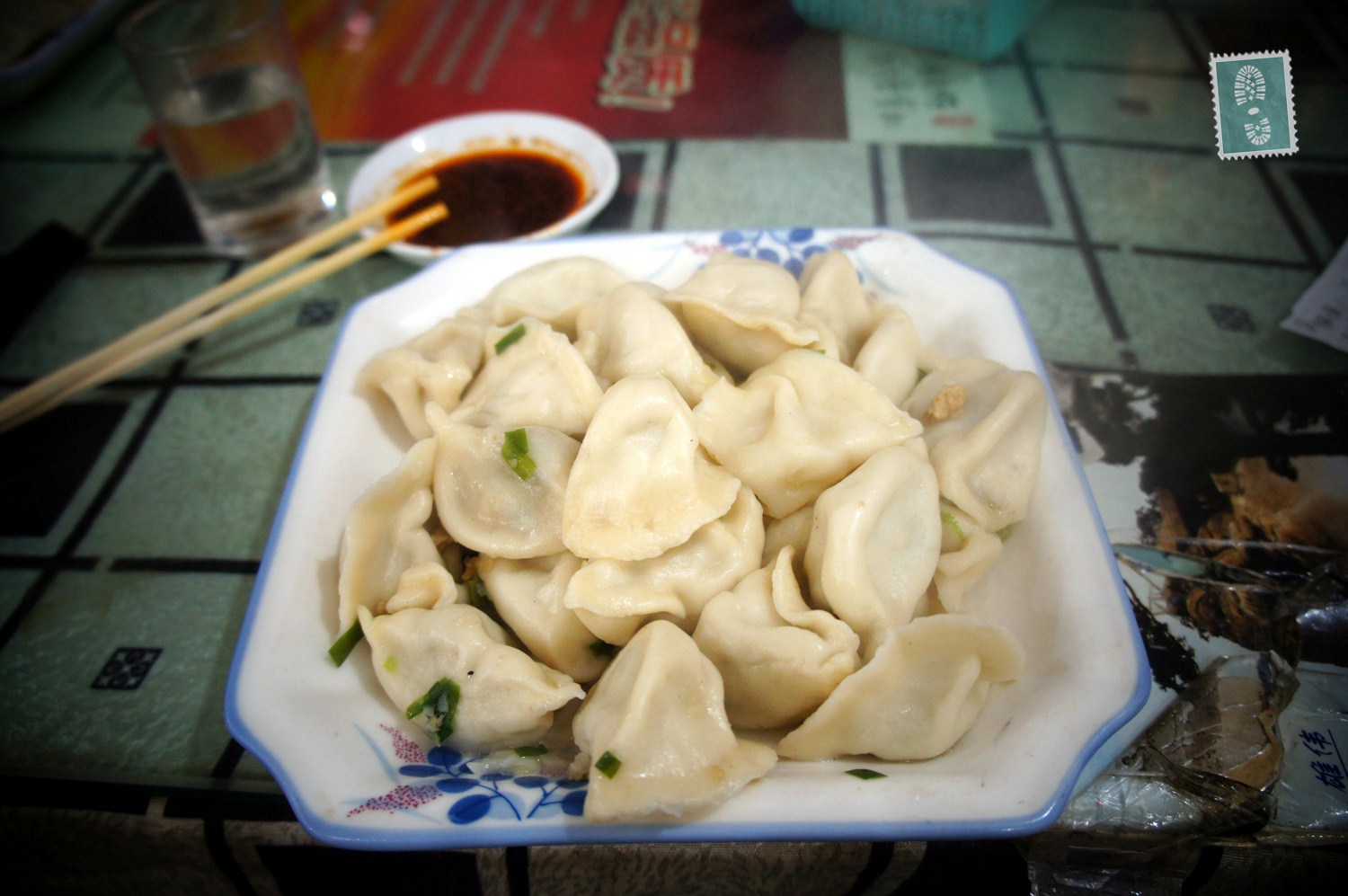 Plate of Chinese jiaozi dumplings