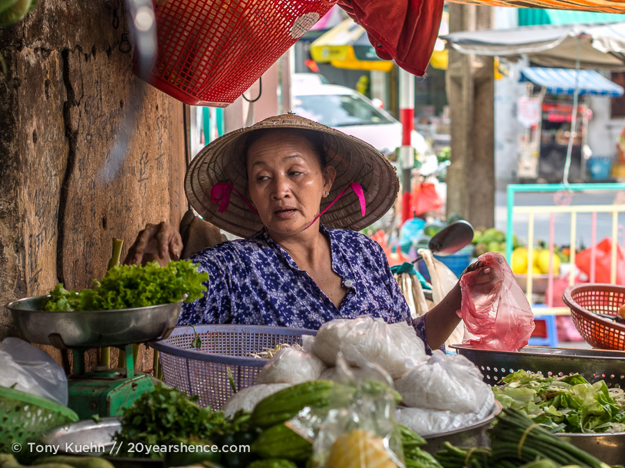 Vietnamese woman works in market