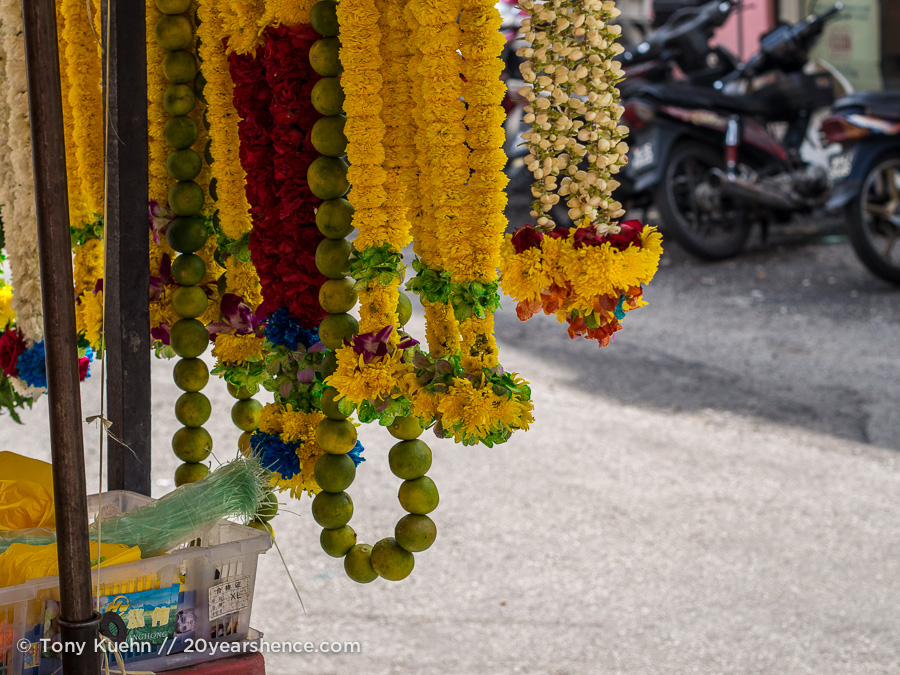 Hindu flower garlands at Sri Mahamariamman Temple
