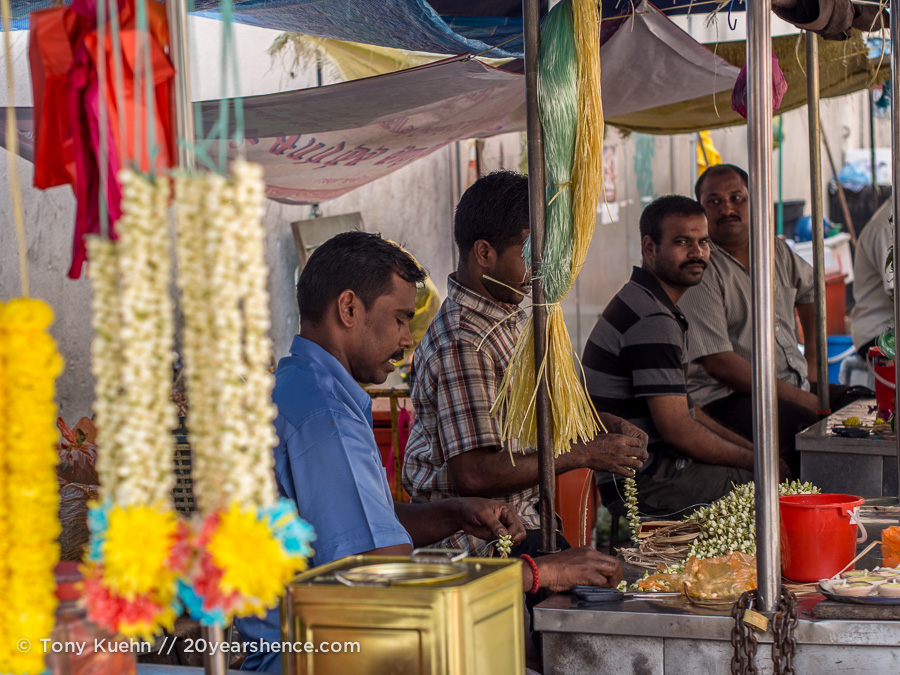 Flower vendors at Sri Mahamariamman