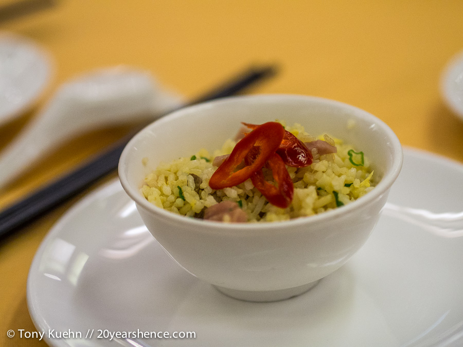 Fragrant fried rice with duck and shrimp