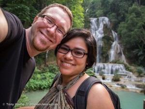 Steph and Tony at Kuangsi Waterfall